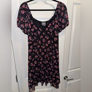 ARULA Black Dress with Rose Print size X
